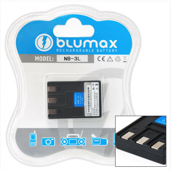 Blumax batteria compatibile per CANON NB-3L NB-3LH IXUS 700 750