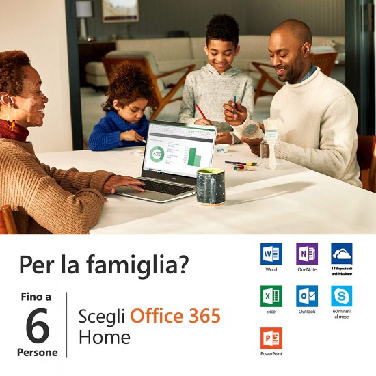 Microsoft Office 365 Home -  fino a 6 Utenti - Abbonamento di 12 Mesi per PC, Mac invio ESD